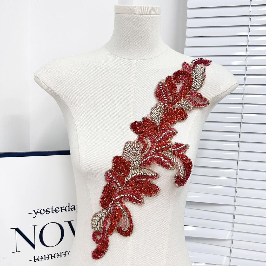 Computer Bead Embroidery Nail Bead Collar Lace Clothing Performance Clothes Front Collar Corsage Applique Embroidery Cloth Sticker Decorative