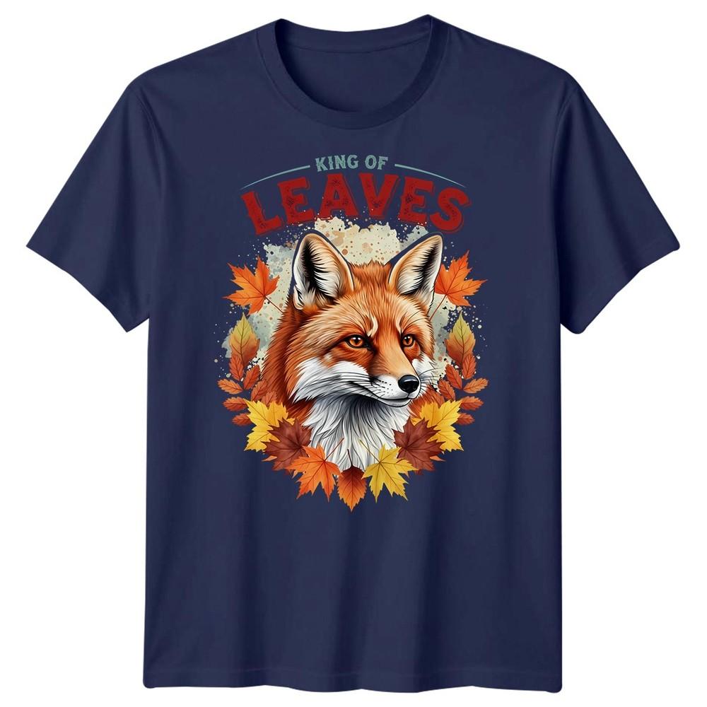 Re delle Foglie Volpe Foglie d'Autunno Stagioni T-Shirt Grafica Unisex