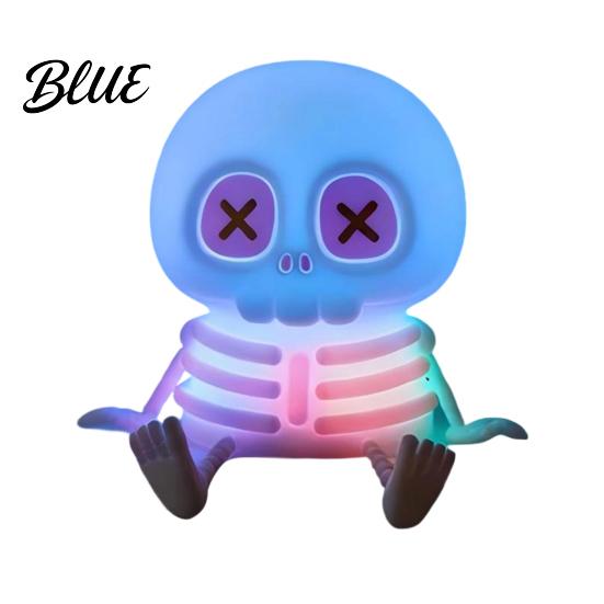 Christmas Gift for Kids Halloween Skeleton Night Light Silicone Touch LED Bedside Lamp Kids Light 8 Color RGB Dimmable Warm Desk Decor Bedroom
