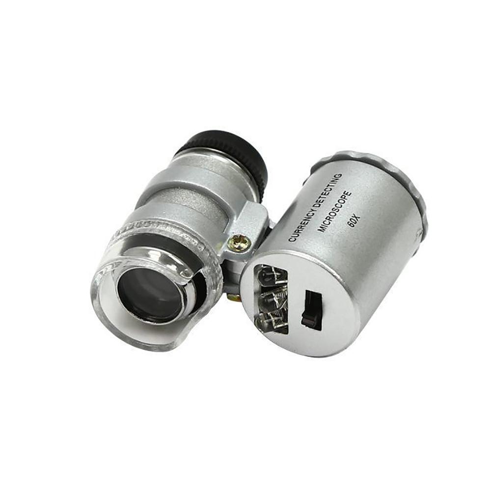 

Міні-мікроскоп 60X зі світлодіодним підсвічуванням, ручна кишенькова ювелірна лупа високої чіткості, портативна маленька лупа для визначення валюти