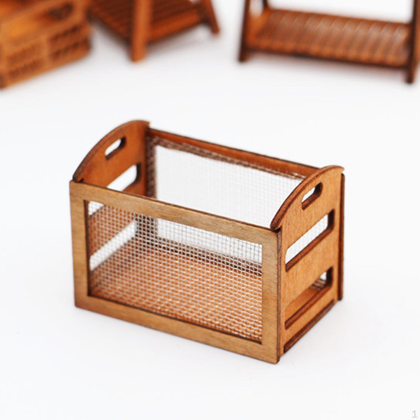 

Mini Dollhouse Storage Basket Scene Model Prop Birthday Gifts Vintage Shelf for 1:12 Iron Wire Type