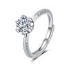 925 Sterling Silver Fashion Light Luxury Six-claw Zircon Bud Ring Birthday Party Anniversary Wedding Gift