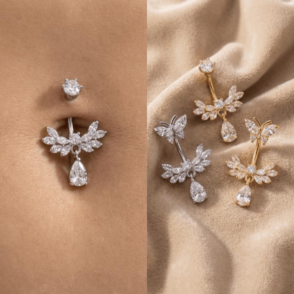 Anneau de nombril design papillon zirconium Anneau de nombril scintillant Piercing de nombril ailes mode Femmes