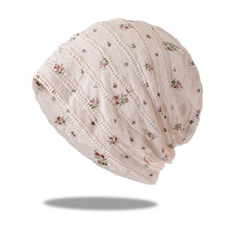 Printed Lace Postpartum Beanie: Breathable, Versatile, Sun-Protective, Slouchy, Large-Size Hat
