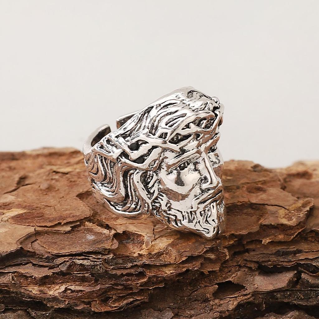 Fashion Retro Exaggerated Cold Style Venus Sculpture Half Face Open Ring