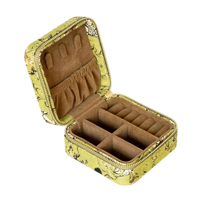 

Small Fabric Jewelry Case Women Present Stylish Foldable Bag with Secure Magnetic Closure Perfect for Outdoor Travel Use