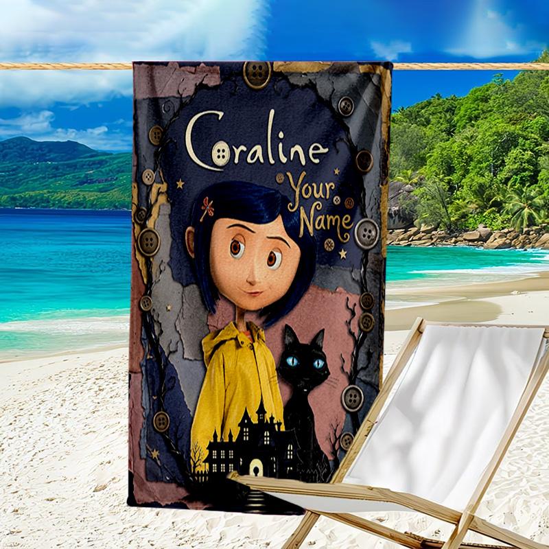 Custom Name Beach Towel Nighttime Adventure Doll Beach Towel, Soft Microfiber, Gift for Her/Him, Birthday, for Pool, Beach, Travel, Fan Gifts