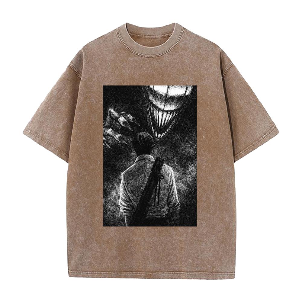 Harajuku Anime Jujutsu Kaisen T Shirt Okkotsu Yuta Vintage Washed T-shirt Summer Short Sleeve Pure Cotton Tees Tops Men Clothing