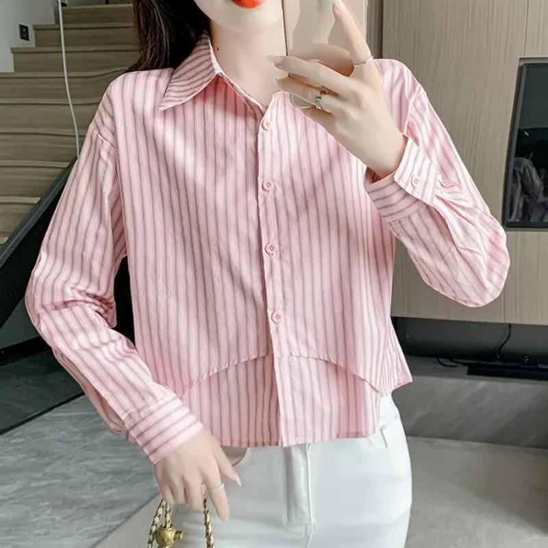 Fashion Striped Foreign Style Spring Autumn Long-sleeved Bottoming Shirt Chiffon Top