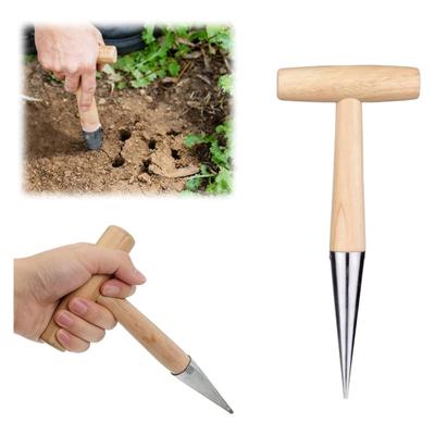 Pflanzlochstecher zum Anpflanzen von Samen und Blumenzwiebeln, leichter Gartensamenspender mit Holzgriff, handliches Werkzeug für Tulpen, Narzissen und Safran