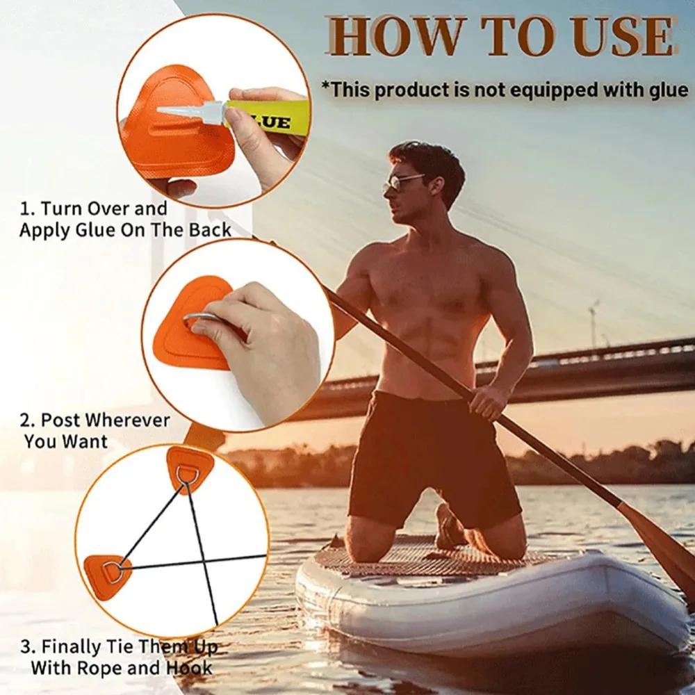 2PCS PVC Boat Patch for Surfboard Dinghy Inflatable Boat Canoe with Stainless Steel Triangle D Ring Pad Deck Rigging Accessory