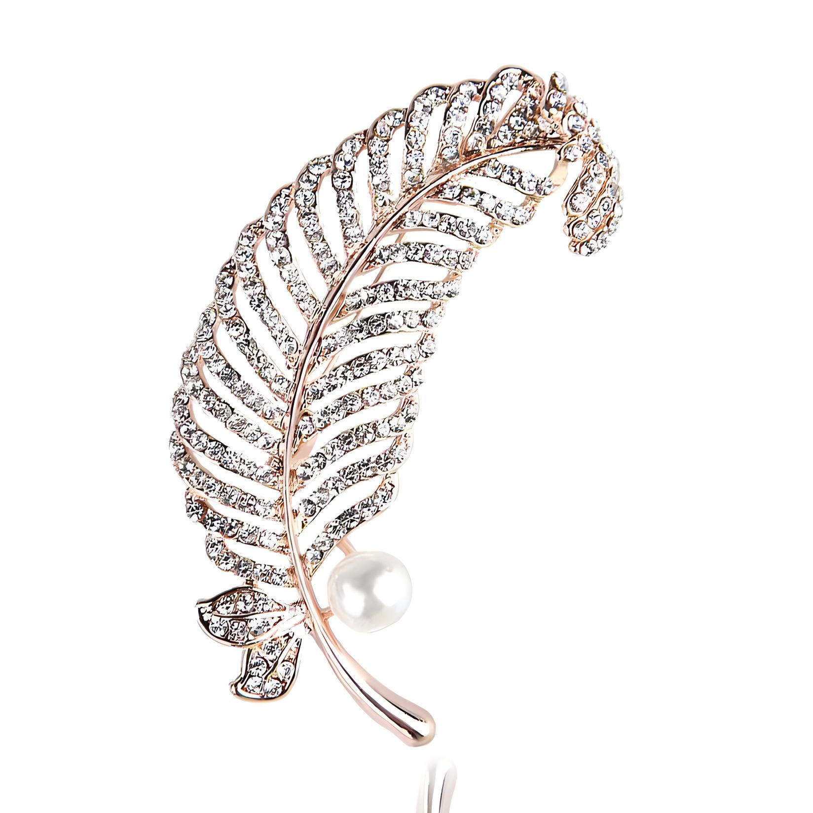 

Винтажная брошь в виде пера из жемчуга, роскошная, темпераментная, высококачественная брошь-булавка, универсальные аксессуары