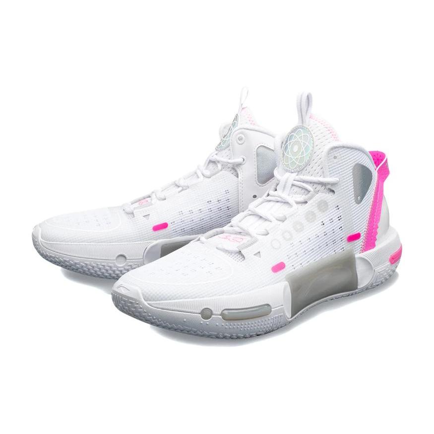 New LiNing Shadow 4 Cushioning Anti Slip And Wear Resistant Coverage Support Mid Top Basketball Shoes Men's White Pink ABPS057-1