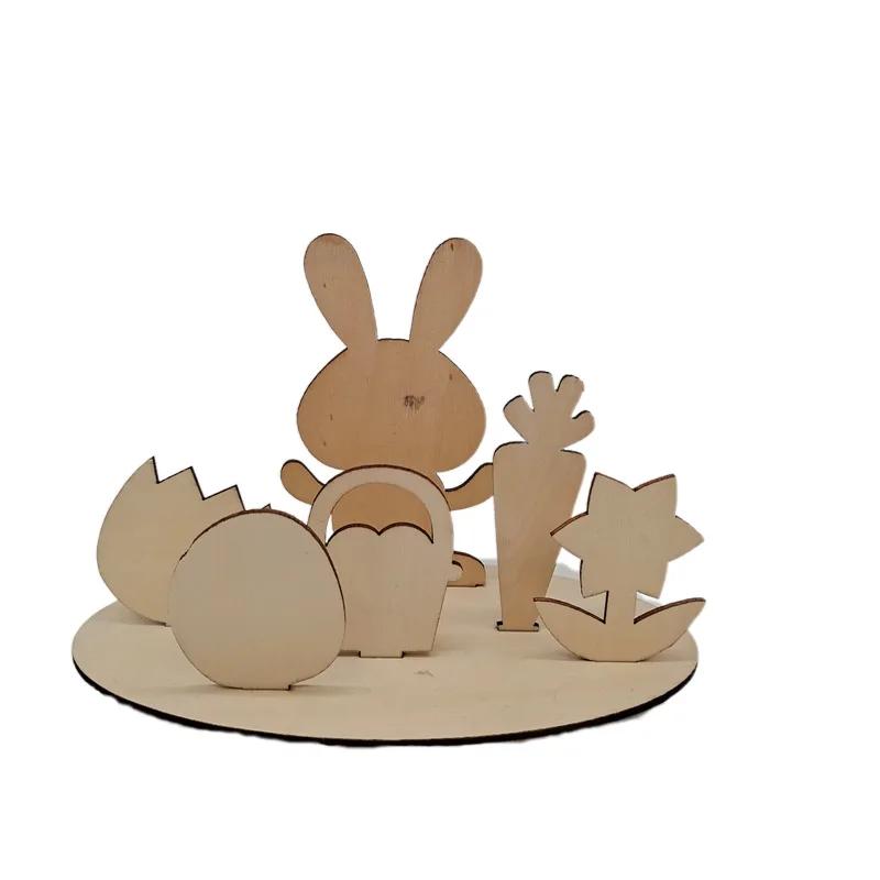 Easter Creative Wooden Handicrafts Kit Table Props Room Decorations Children's Painting Accessories Craft Supplies