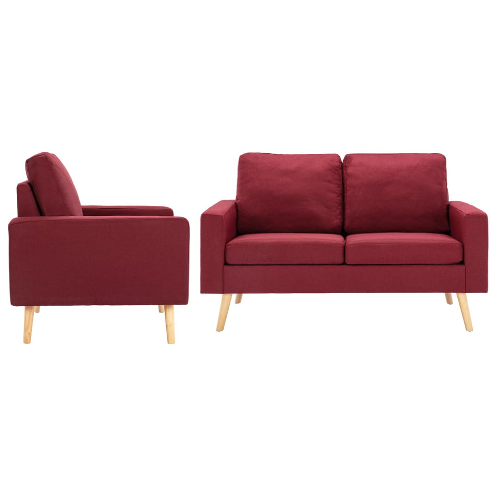 Ensemble de canapés 2 pcs Tissu  bordeaux