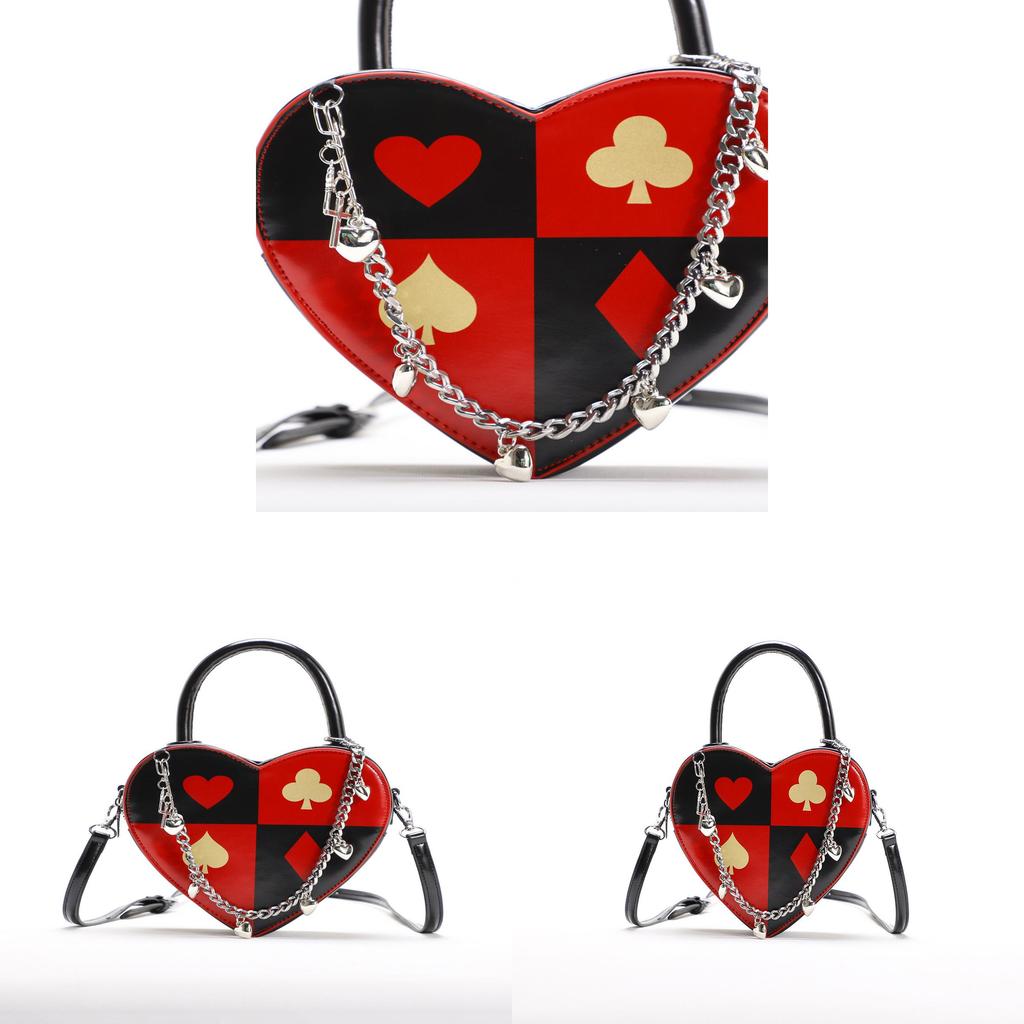 Borsa a tracolla a forma di cuore in PU con tracolla a catena per l'uso quotidiano