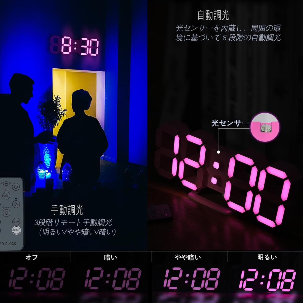 KOSUMOSU ACD-210P LED Wall Clock Pink