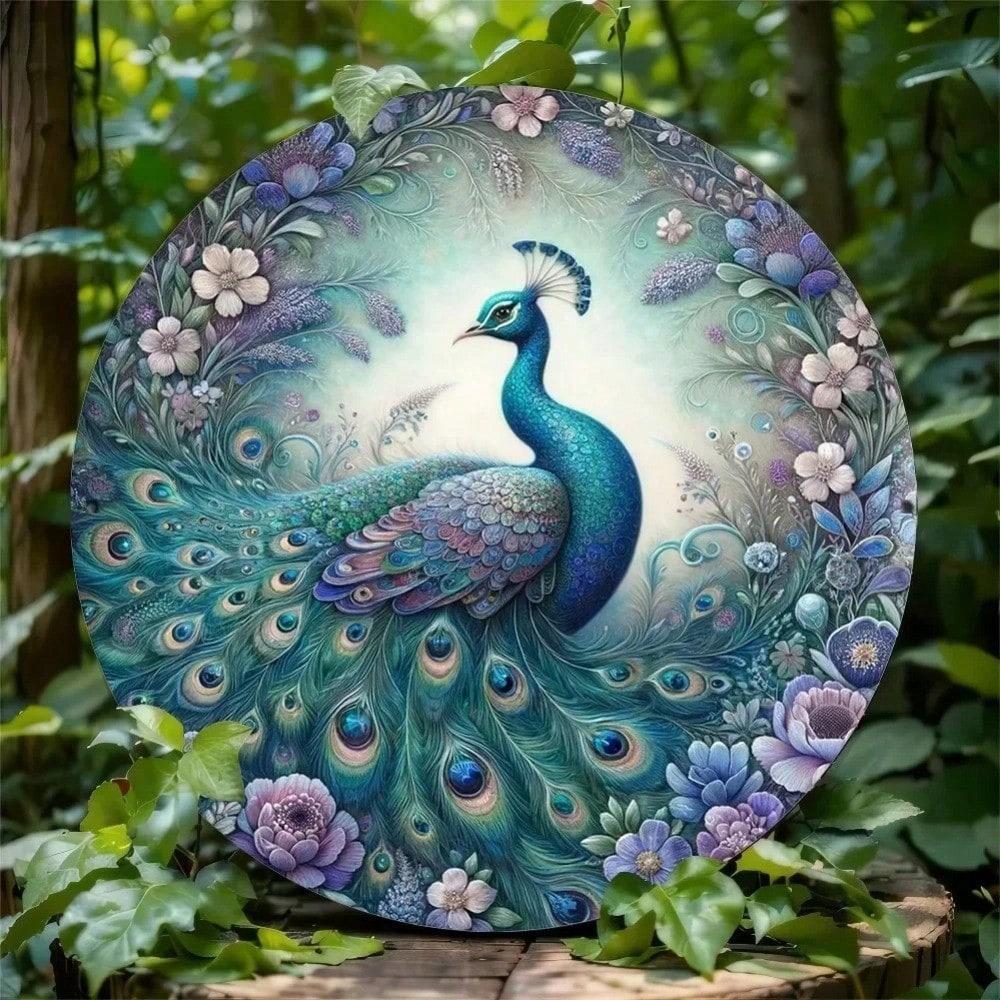 

Vintage Peacock Metal Wall Art Handmade Decor for Living Room 20x20