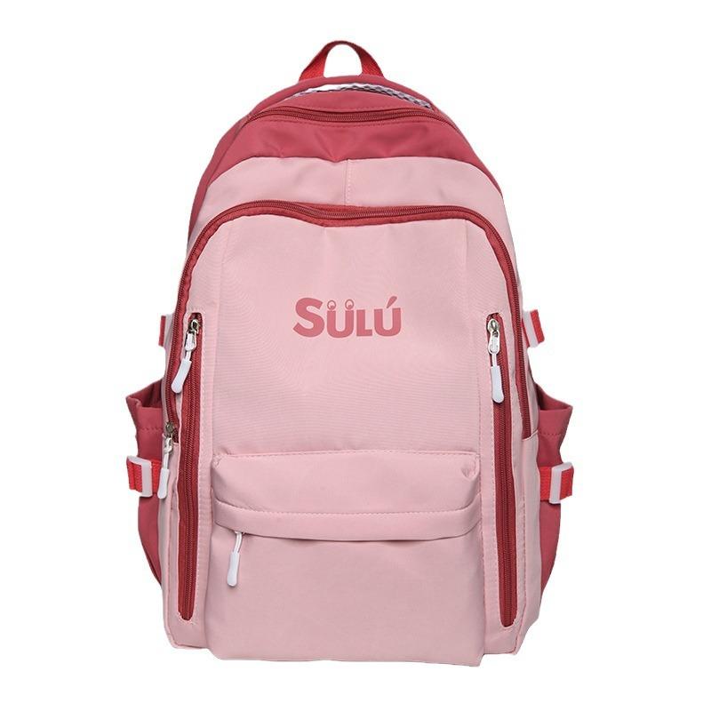 Schoolbag schoolbag female ins high value large capacity junior high school student backpack Japanese simple contrasting color backpack wholesale