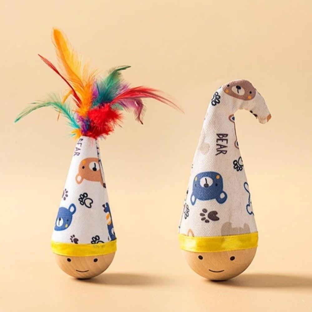 Wear-Resistant Cat Tumbler Wobbler Cartoon Pattern Wobble Ball Interactive Cat Toy  for Kitten Play