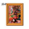 Decorative Frames for Office Whiteboards Cute Cat Magnetic Fridge Magnet, Vintage Wooden Picture Frame, Fun Photo Display Small Pictures Scene