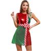Costume di Natale da Donna a Strisce Caramella Senza Maniche Vestito da Festa Body da Ballo Balletto