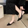 Fashion 2025 New Women's Sandals Summer Pointed Mid Heel Shoes Fashion Elegant Cloth Sandals Luxury Design Ladies Shoes Zapatos Mujer