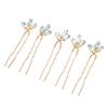 5Pcs Crystal Flower Hair Pins Simple Retro Elegant Shiny Light Rhinestone Hair Piece for Party Wedding Bouquet