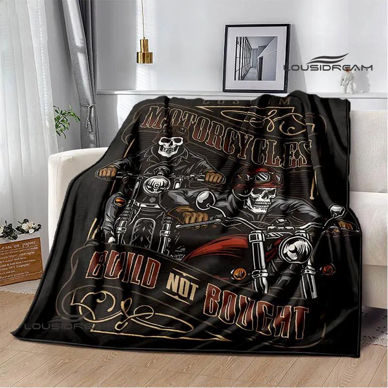 Motorcycle Retro Printing Blanket Flange Warm Soft and Comfortable Picnic Blanket Bed Linings Birthday Gift