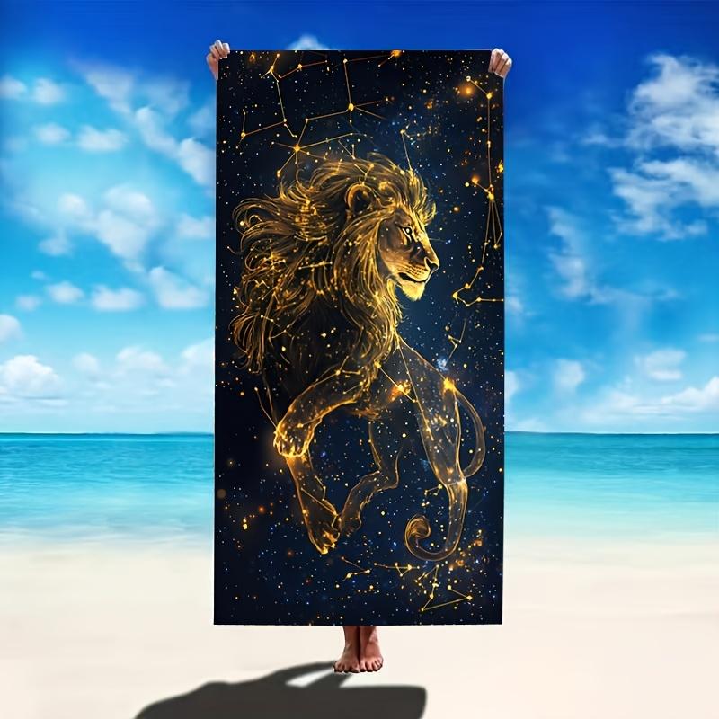 Sternenhimmel Löwe Strandtuch Sternbild-Print Weich Schnelltrocknend Großes Badetuch für Reisen Schwimmbad Heimdekoration