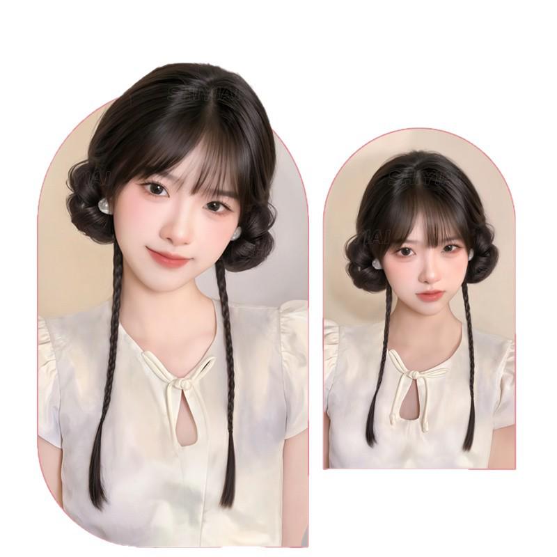 Women's Ancient Style Double Bun Braided Wig Hair Accessory