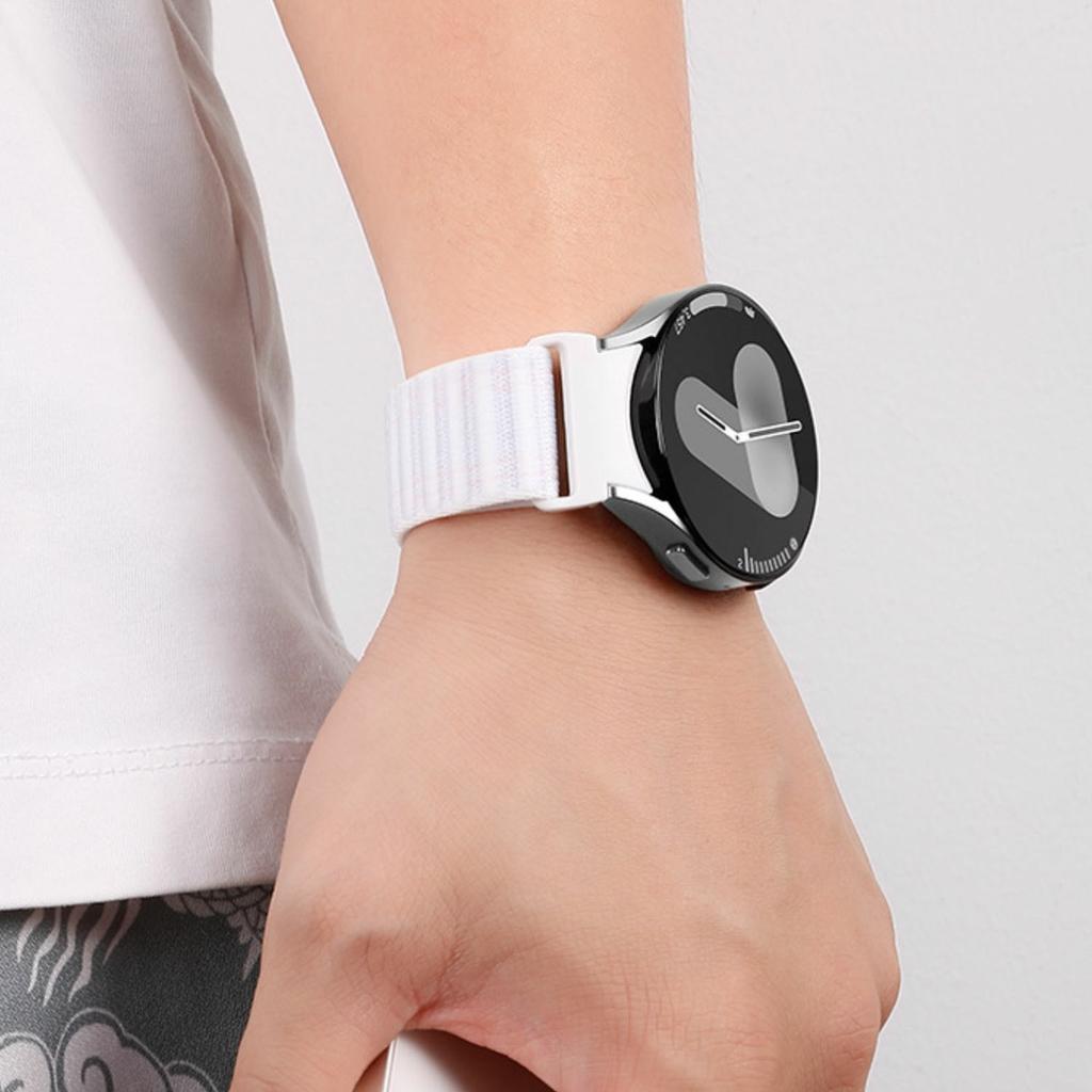 For Samsung Galaxy Watch7 44mm / 40mm Watch Band Quick Release Button Wave Pattern Magic Tape Nylon Wrist Strap