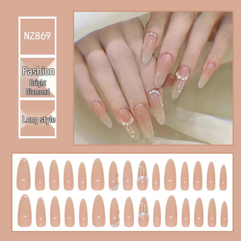 

Шикарные миндалевидные накладные ногти со стразами: Длинные, высококачественные типсы для накладных ногтей в сказочном стиле