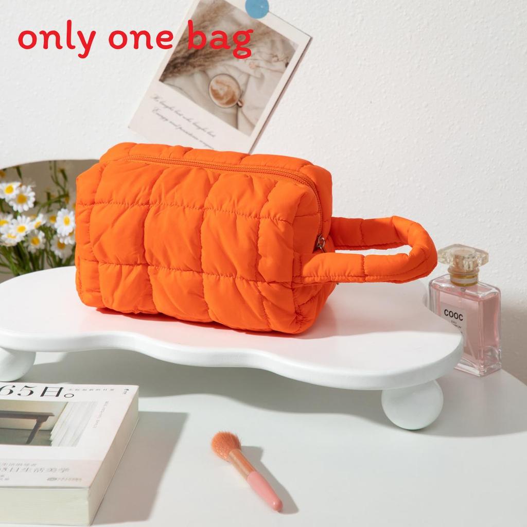 

Womens Travel Makeup Bag With Lightweight Design And Pure Color Polyester For Storage Orange
