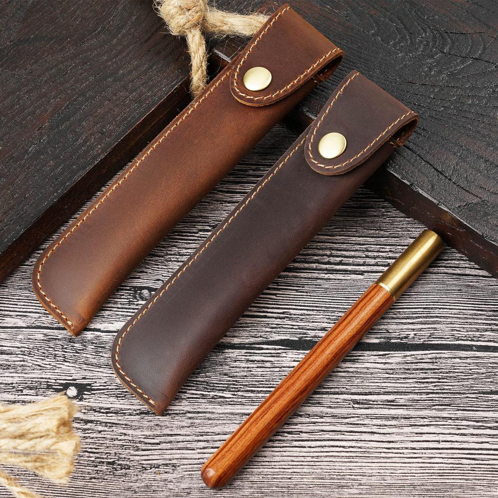 Handmade Genuine Leather Pen Sleeve - Personalized Retro Gift for Fountain Pens
