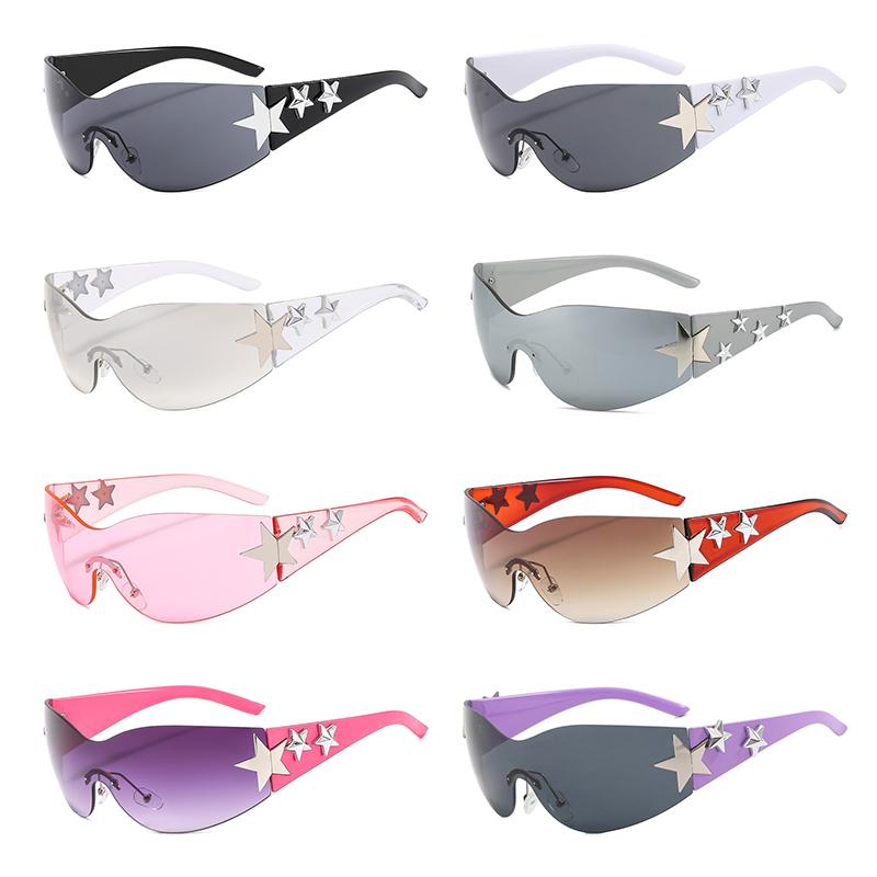 Star Decor Pilot Sunglasses, UV400 Protection Sport Shades, Y2K Fashion Rimless Sunglasses for Men Women Outdoor Cycling and Streetwear