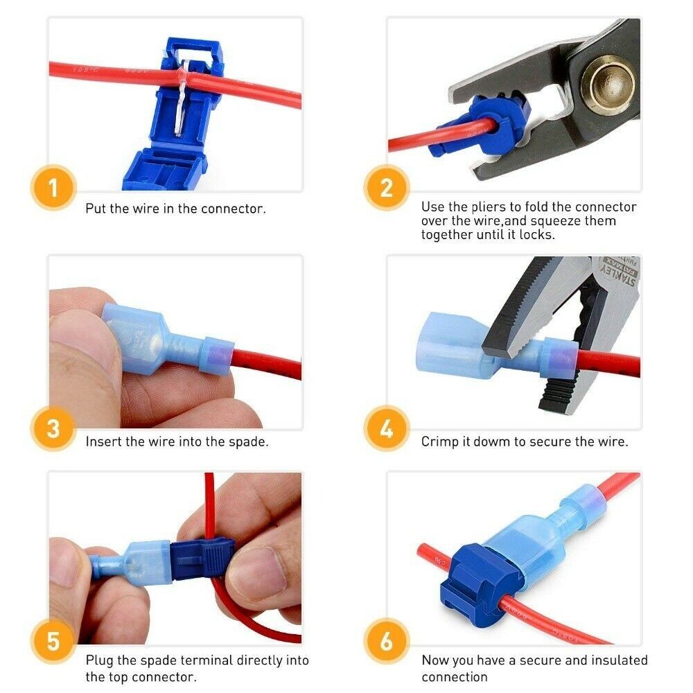 20PCS/Set T-shaped Crimp T-Tap Wire Connector Waterproof Crimp Wire Terminal  Electrical