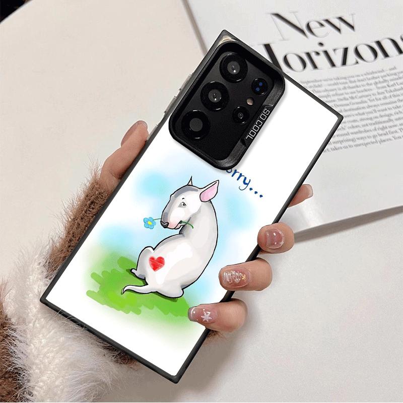 Bull Terrier Dog Cute Puppies Soft Phone Case for Samsung Galaxy S24 S25 FE S26 Edge S23 Ultra S22 Plus S21 + Shockproof Cover B