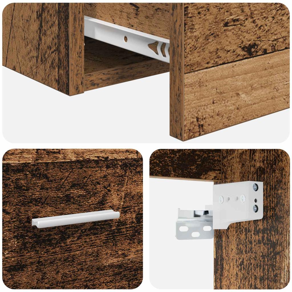 Wall Mounted Bathroom Storage Cabinet Reclaimed Wood Look 62.5 x 44.5 x 50 cm