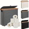 1 Stück Bambusabdeckung Taschentuchrollen-Aufbewahrungskorb Stoff mit Abdeckung Faltbarer Toilettenpapier-Kleinkram-Aufbewahrungskorb