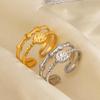 Stainless Steel Geometric Round Opening Rings for Women Men Simplicity Casual Double Layer Hollow Rings Trend Daily Wear Jewelry