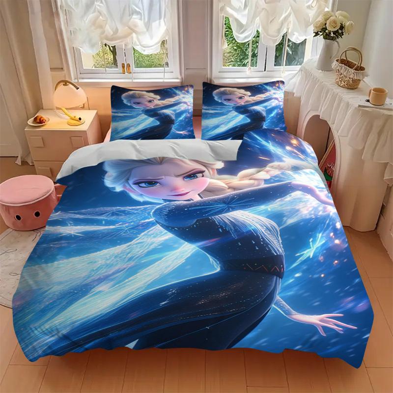 Elsa'S Frozen Magic Print 3Pcs Bedding Setduvet Cover With 2 Bedropillowcase Home Birthday Gift