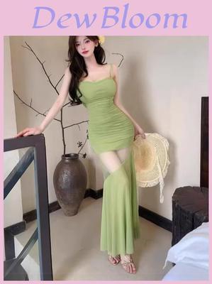 Private Lady Summer Mermaid Dress With Polyester Fabric And Slim Fit For Elegant Wear