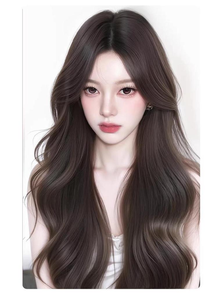 Natural-Look Long Curly Full Wig with Large Waves - Invisible Seamless Cap for Fluffy, Voluminous Coverage