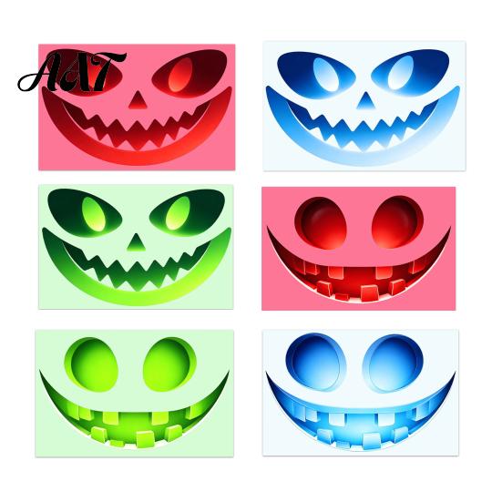 Decorative Stickers for Toilets Glow In The Dark Sticker, Self-adhesive Ghost Face Shape Decals, Horror Halloween Party Decor Waterproof PVC Stickers,