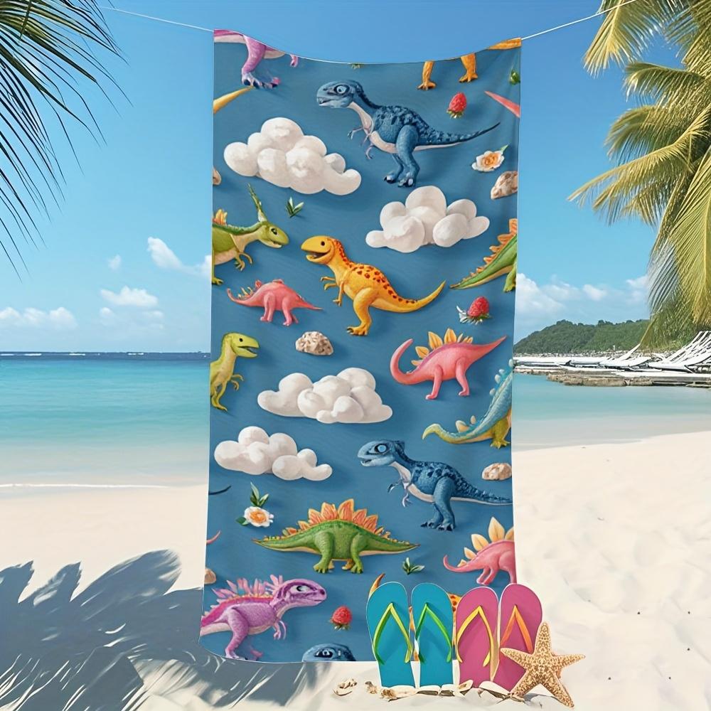 

One Piece of Dinosaur-Themed Microfiber Bath Towel Gentle Highly Absorbent And Quick-Drying Perfect for Swimming Bathing W30*H60(CM)