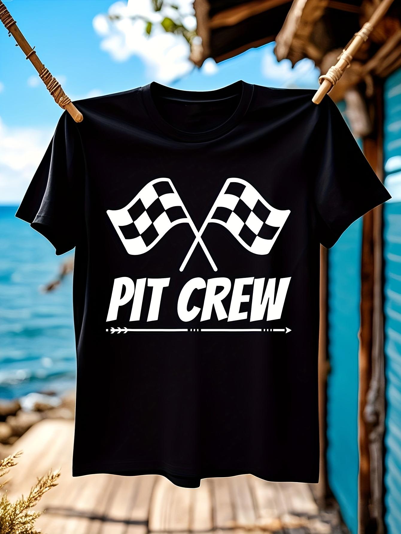 Racing Tshirt - Black with Checkered Flag Bold PIT CREW Text XXL