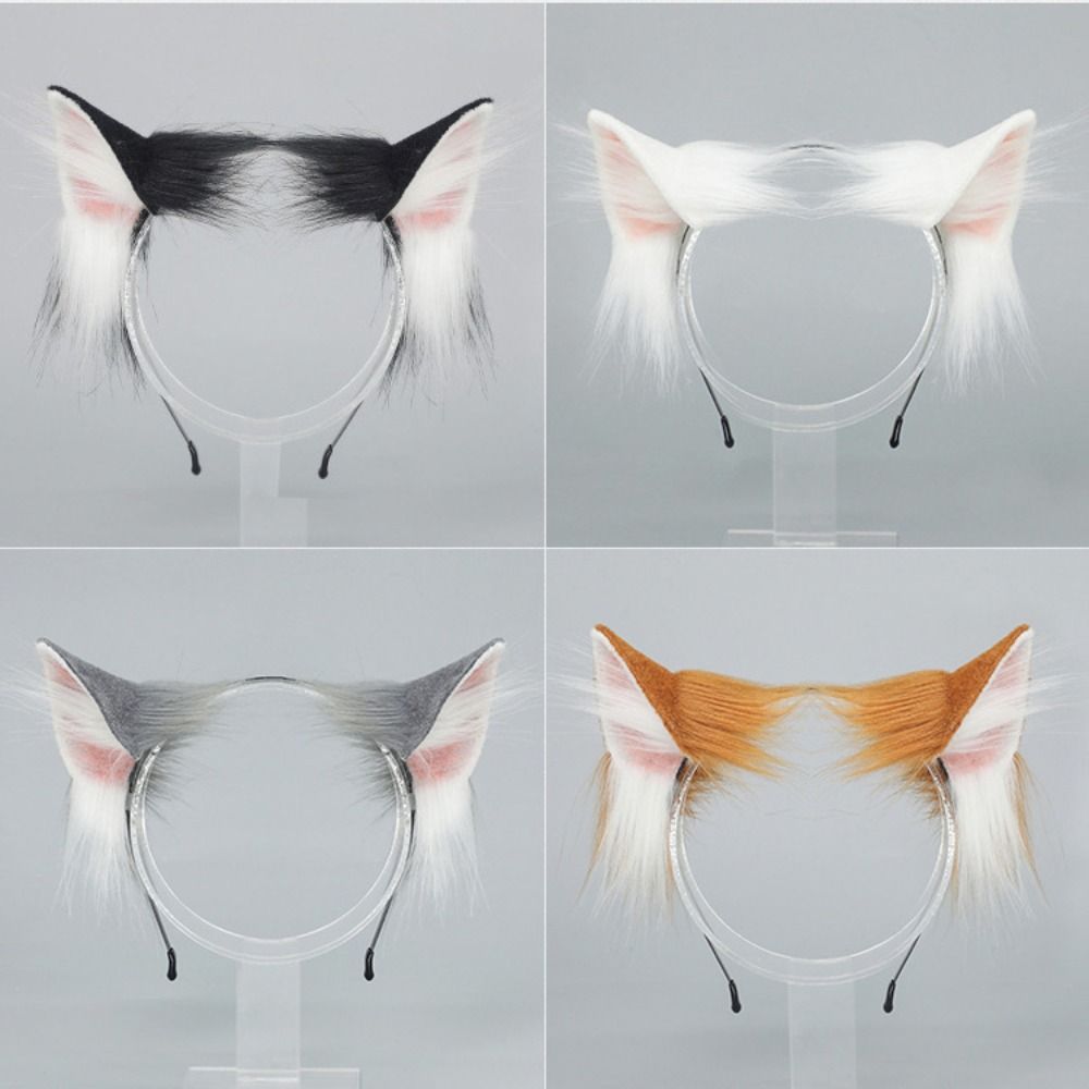 Realistic Cat Ear Headband Handmade Simulation Animal Ears New Cat Tail Set Headwear