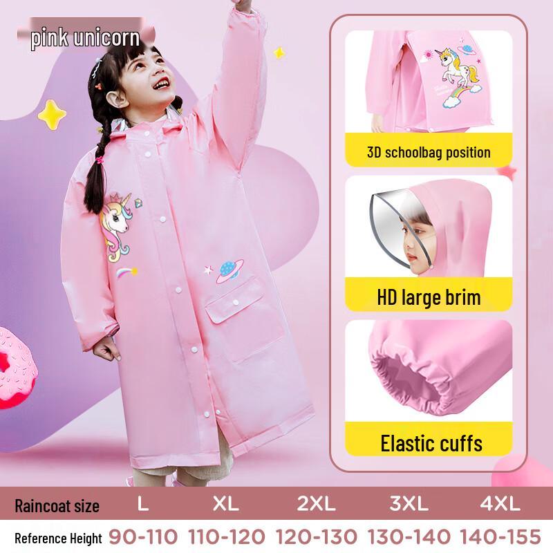 MUMENG Kids School Raincoat with Backpack Cover 4XL