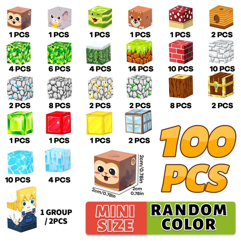 Magnetic Building Blocks 60-160PCS Magnet Cube Set for Boy Girl Kid Age 3+ DIY Model Children Stem STEM Sensory Toy Gift